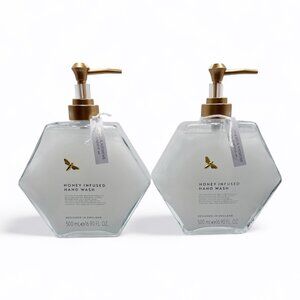 NEW Asquith & Somerset - 2x Honey Infused Hand Wash Glass Bottle - 16.9 fl oz